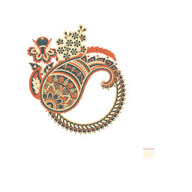 Paisley ile izole edilmiş Hint deseni.