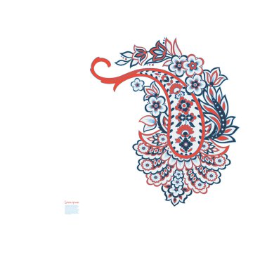 Paisley isolated. Card with paisley isolated for design. Paisley vector pattern. Embroidery floral vector pattern. 