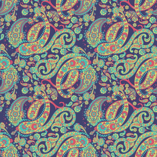 Paisley Ornamental Nahtloses Muster Kalamkari Vektor Stoff Hintergrund — Stockvektor