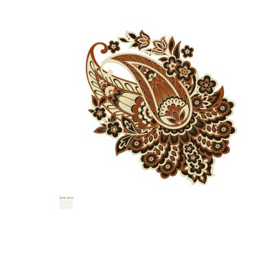 Paisley vektör izole desen. Çiçek Vintage illüstrasyonu