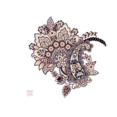 Paisley isolated. Card with paisley isolated for design. Paisley vector pattern. Embroidery floral vector pattern. 