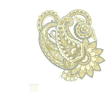 Paisley izole edilmiş. Tasarım için izole edilmiş desenli kart. Paisley vektör deseni. Nakış işleme çiçek vektör deseni.