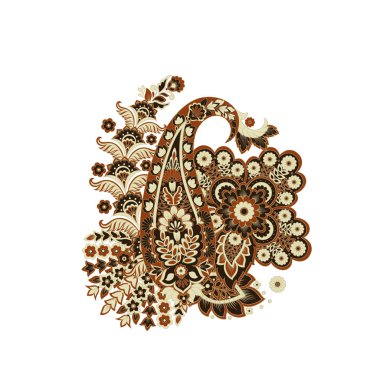 Paisley izole edilmiş. Tasarım için izole edilmiş desenli kart. Çiçek vektör deseni