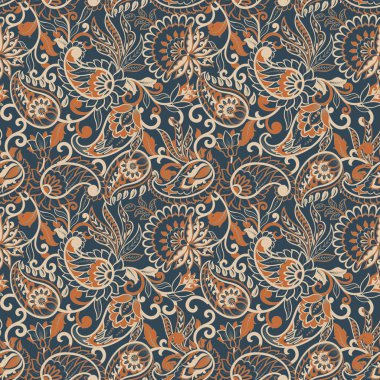 Paisley Süslü, pürüzsüz desen. kalamkari vektör kumaş arkaplanı