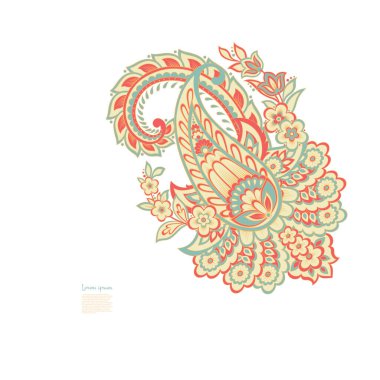 Paisley Çiçek Doğulu Etnik Düzen. Vektör Damask Süslemesi