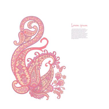 Paisley izole desen. Damask biçimi Vintage illüstrasyonu