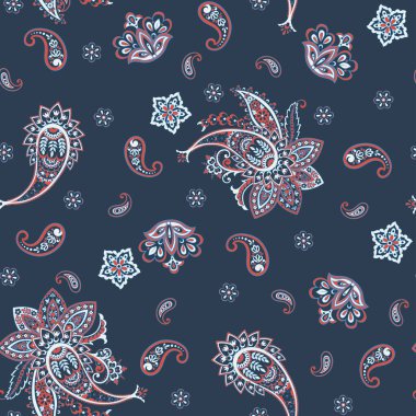 Paisley tarzı, çiçeksiz desen. Süslü Damask arkaplanı