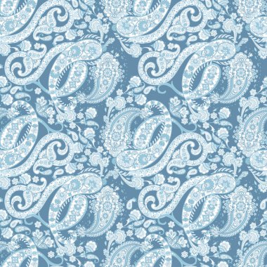 Paisley Süslü, pürüzsüz desen. kalamkari vektör kumaş arkaplanı