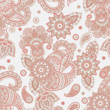 Hint tarzı çiçeklerle Paisley seamless modeli