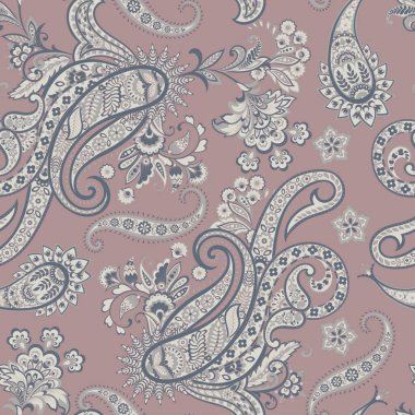 Paisley vektör seamless modeli. Fantastik çiçek yaprakları. Tekstil bohem Yazdır. Batik boyama. Vintage