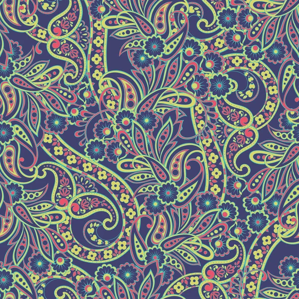 Paisley Stil Florales Nahtloses Muster Vektor Ornamentaler Damast Hintergrund — Stockvektor