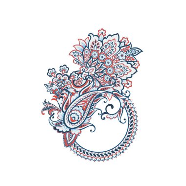 Paisley izole desen. Batik tarzı vintage illüstrasyon