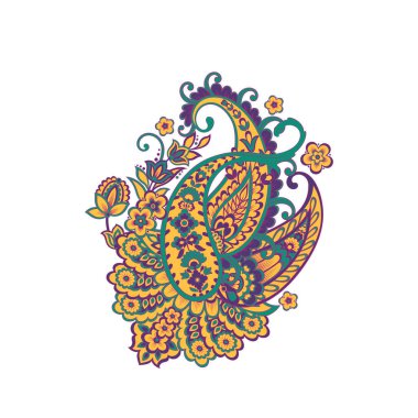 Damask Vektörü desenli izole Hint deseni