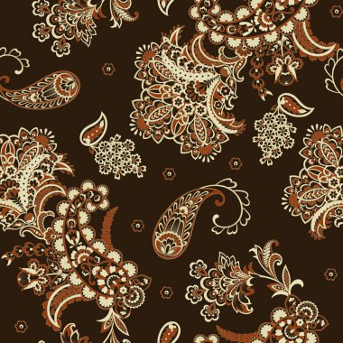 Damask desenli, pürüzsüz vektör deseni. Çiçek bağbozumu arka planı