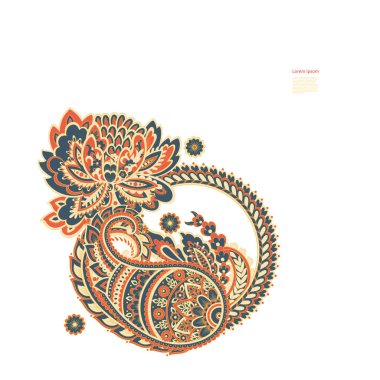 Paisley izole desen. Batik tarzı vintage illüstrasyon