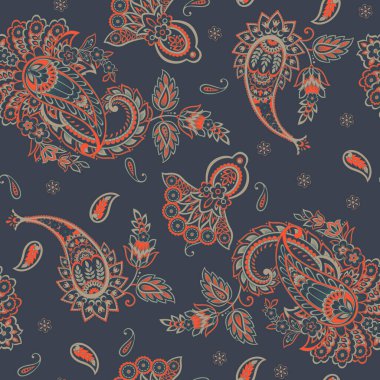 Paisley Çiçek Doğulu Etnik Düzen. Kusursuz Hint kumaşı desenleri..