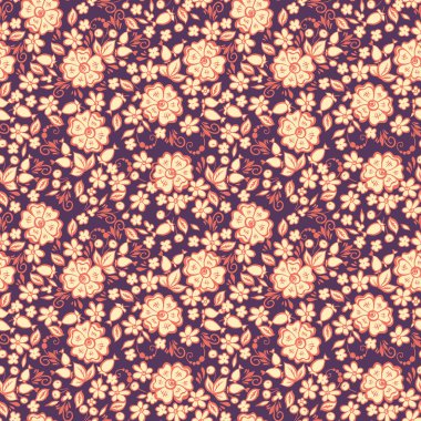 Sevimli küçük çiçekler kumaş desenleri. Çiçeksiz vektör çizimi