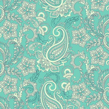 Folklorik Batik vektör süsü. Etnik Paisley Çiçeksiz desen.