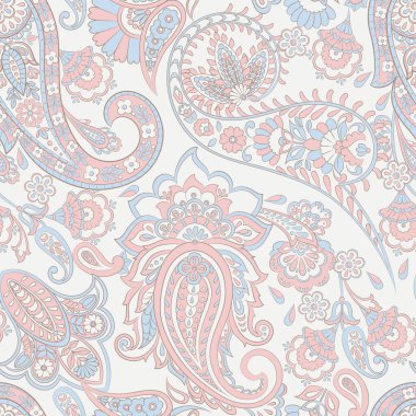 Paisley Süslü İpek Şam arka planı. Vektör vintage deseni