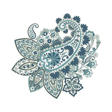 Çiçek desenli şal desenli. damasyon vektör çizimi