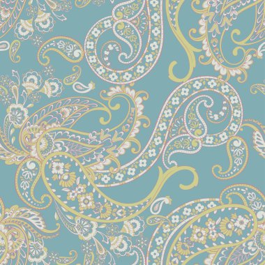 Şal desenli, desensiz bir süs. Çiçek dekoru süsleyin. Vektör illüstrasyonu