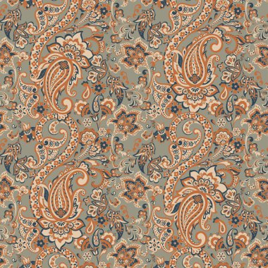 Paisley vektör seamless modeli. Fantastik çiçek yaprakları. Tekstil bohem Yazdır. Batik boyama. Vintage