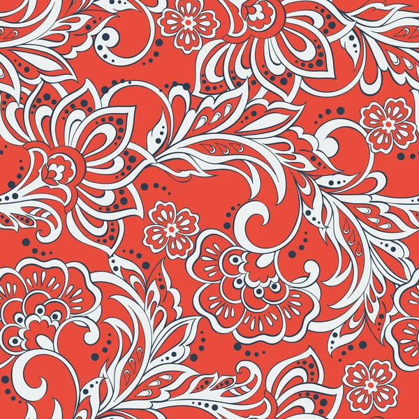 Eleganz Nahtloses Muster Mit Ethnischen Blumen Vektor Floral Illustration Asiatischen — Stockvektor