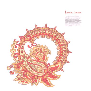 Paisley Vektör Deseni. İzole edilmiş Asya İllüstrasyonu