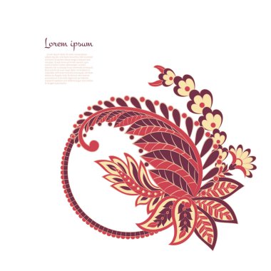 Paisley Çiçek Oryantal İzole Desen