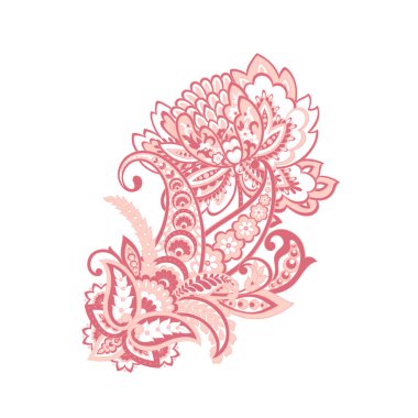 Paisley izole desen. Damask biçimi Vintage illüstrasyonu