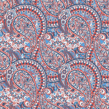 Paisley vektör seamless modeli. Fantastik çiçek yaprakları. Tekstil bohem Yazdır. Batik boyama. Vintage