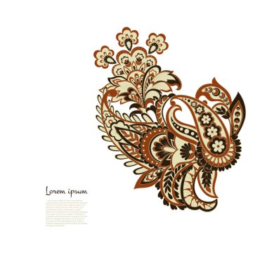 Paisley Vektör Deseni. İzole edilmiş Asya İllüstrasyonu