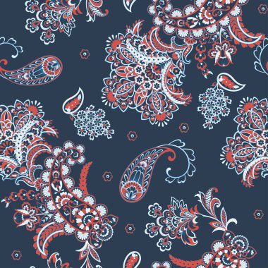 Damask desenli, pürüzsüz vektör deseni. Çiçek bağbozumu arka planı