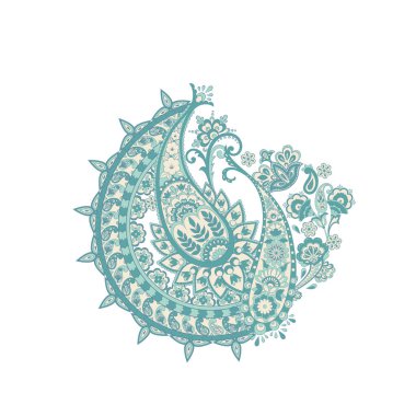 Paisley izole desen. Batik tarzı vintage illüstrasyon