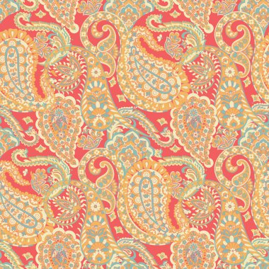 Çiçeksel elementlerle desenli, pürüzsüz etnik desen..