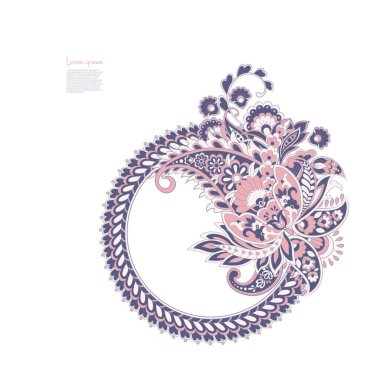 Paisley izole edilmiş. Tasarım için izole edilmiş desenli kart. Paisley vektör deseni. Nakış işlemeli çiçek vektörü dikişsiz desen. 