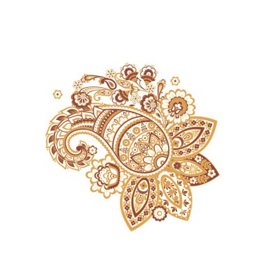 Paisley vektör izole desen. Çiçek Vintage illüstrasyonu