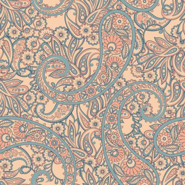 Paisley dikişsiz desen. Batik biçiminde vektör Vintage arkaplanı