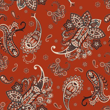 Paisley Süslü, pürüzsüz desen. kalamkari vektör kumaş arkaplanı
