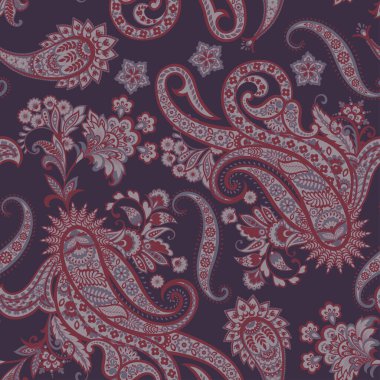 Paisley vektör seamless modeli. Fantastik çiçek yaprakları. Tekstil bohem Yazdır. Batik boyama. Vintage