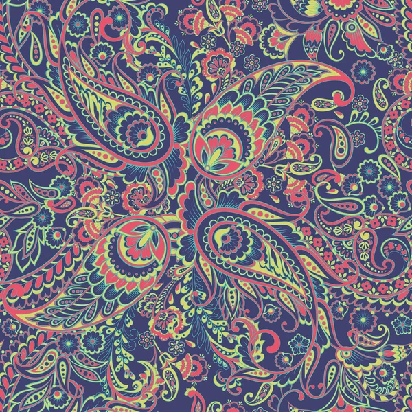 Patrón Sin Costuras Con Ornamento Paisley Decoración Floral Adornada Ilustración — Vector de stock
