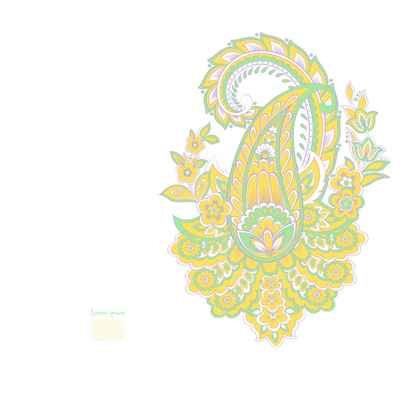 Paisley Floral Oriental Ethtern Adorno Damasco Vectorial — Vector de stock