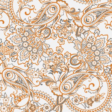 Şal desenli, desensiz bir süs. Çiçek dekoru süsleyin. Vektör illüstrasyonu