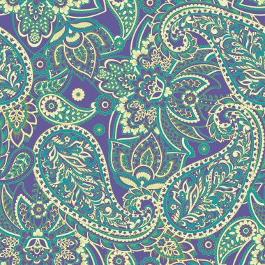 Hint usulü çiçeklerle desensiz vektör deseni. 