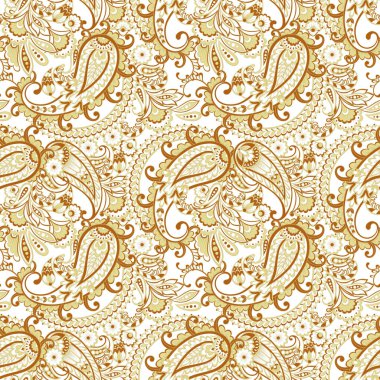 Çiçekli paisley süslemesiz desen. kalamkari vektör kumaş arkaplanı