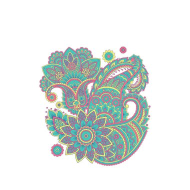 Paisley izole desen. Damask biçimi Vintage illüstrasyonu