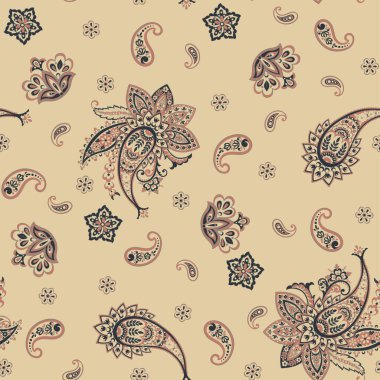 Paisley tarzı, çiçeksiz desen. Süslü Damask arkaplanı