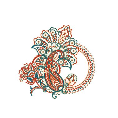 Paisley Vektör Deseni. İzole edilmiş Asya İllüstrasyonu