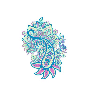 Damask Paisley Çiçek yalıtılmış vektör süslemesi