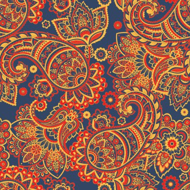 Çiçek desenli, dikişsiz vektör deseni. Batik biçiminde vintage arkaplan